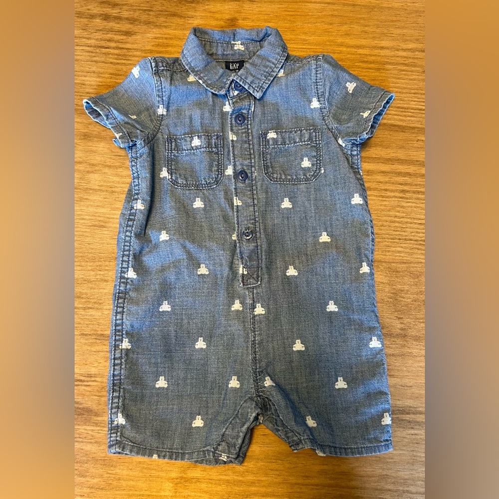 GAP Blue Denim Baby Romper Baby Bear Brennan